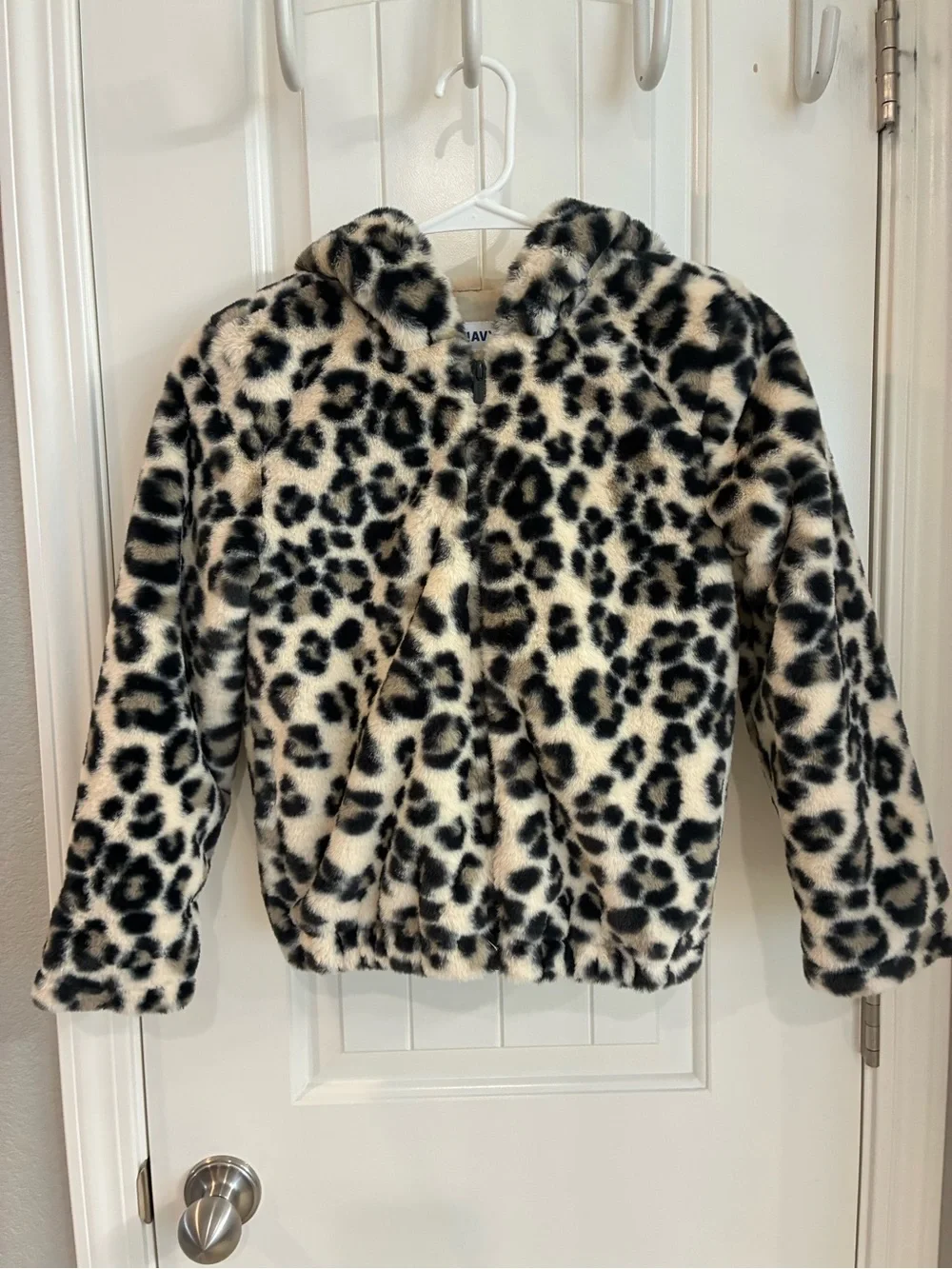 Old Navy Girls' Faux Fur Leopard Hoodie Jacket